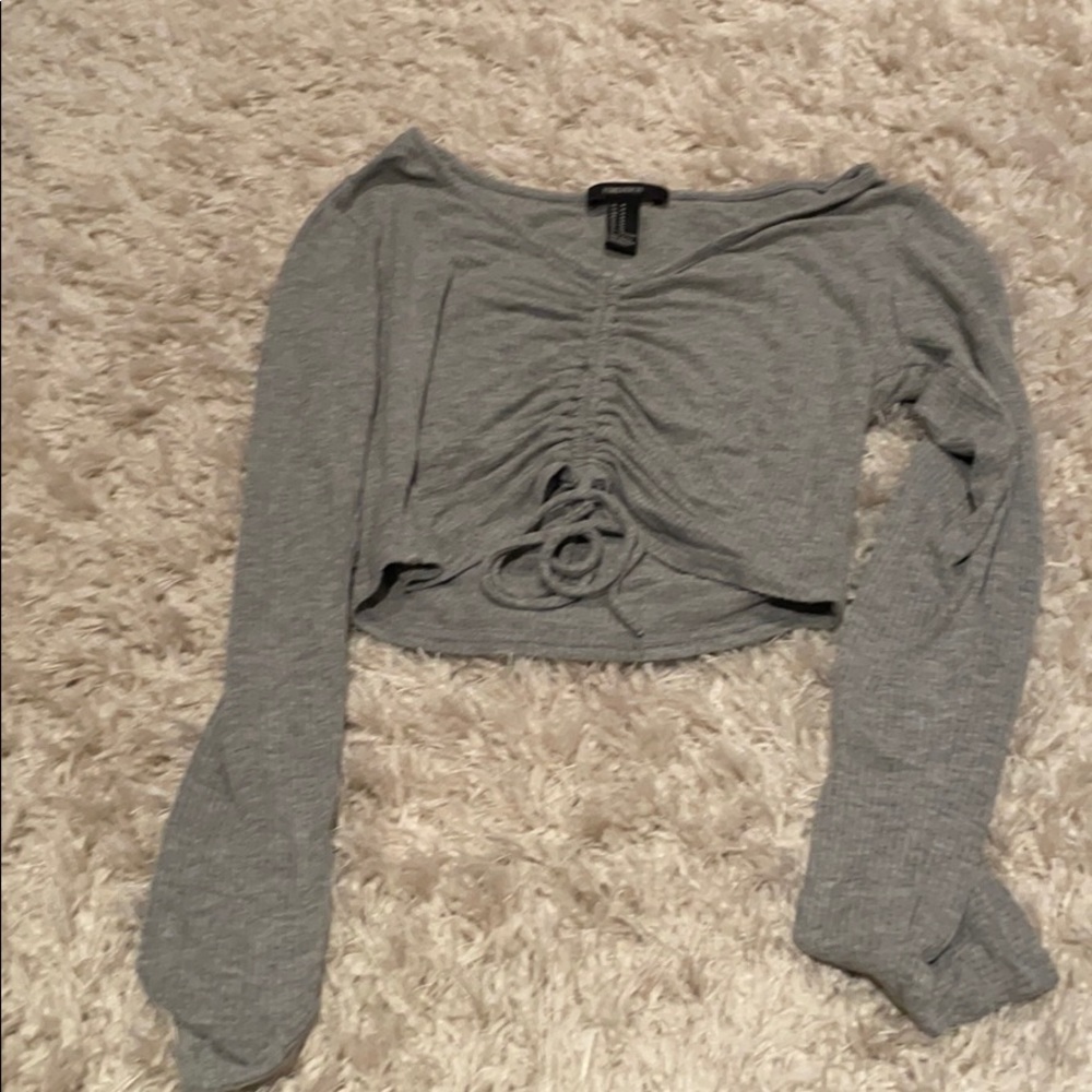 Plain gray scrunch long sleeve